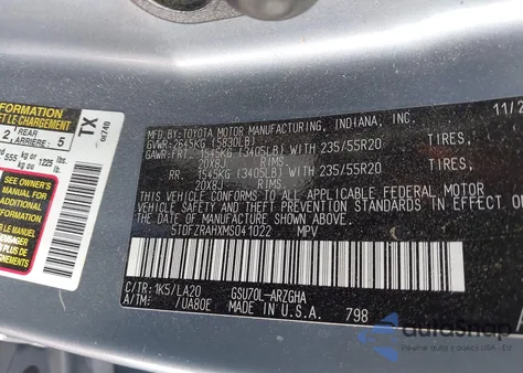 2021 Toyota Highlander Platinum from USA, damaged, VIN 5TDFZRAHXMS041022